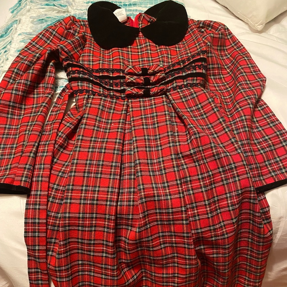 Girls red plaid dress